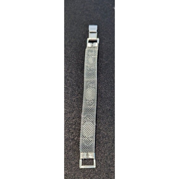 Vintage Silver Tone Mesh Bracelet with Purple White Cabachons - Picture 8 of 9